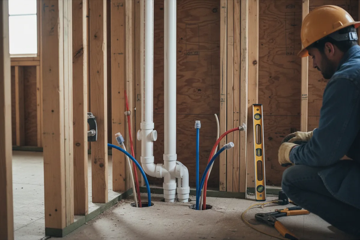Drain and supply rough-in during Drain Cleaning in Roxboro