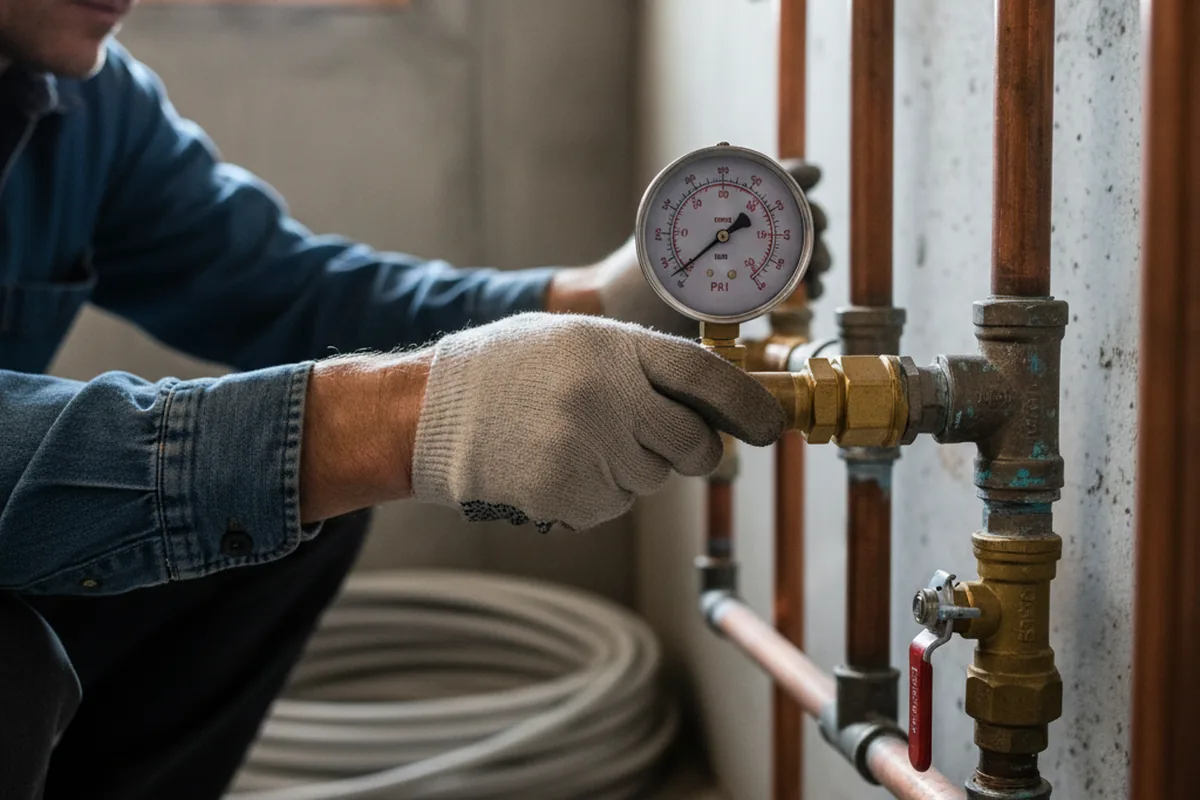 Pressure testing a repaired line during Water Line Repair in Roxboro